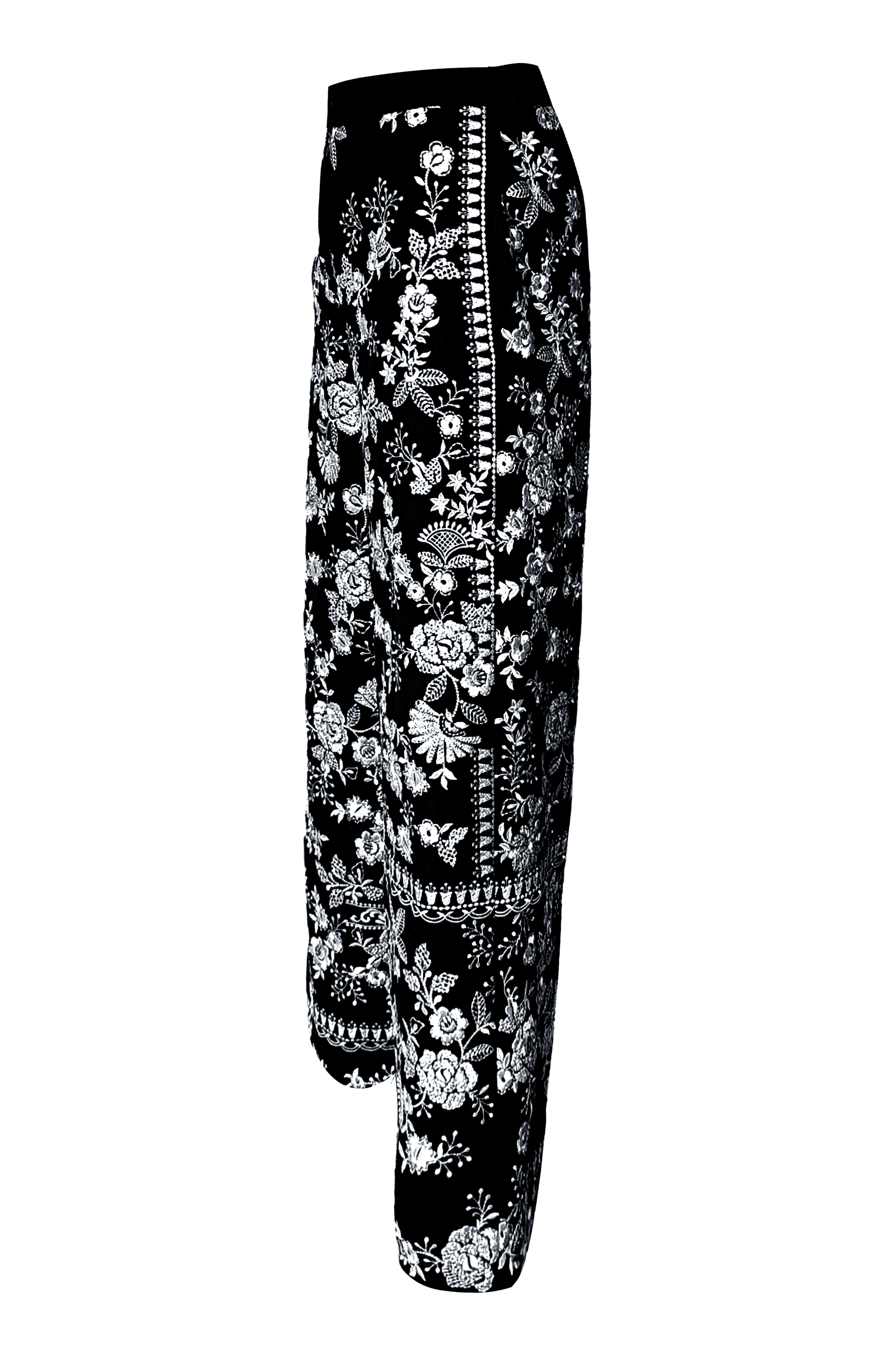 METALLIC EMBROIDERED WIDE LEGGED PANT - dash and dot