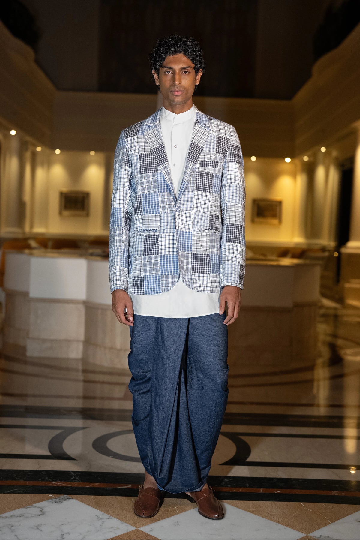 PATCHWORK CHECK BLAZER