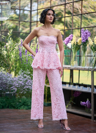 SCALLOPED STRAIGHT-CUT LACE PANT