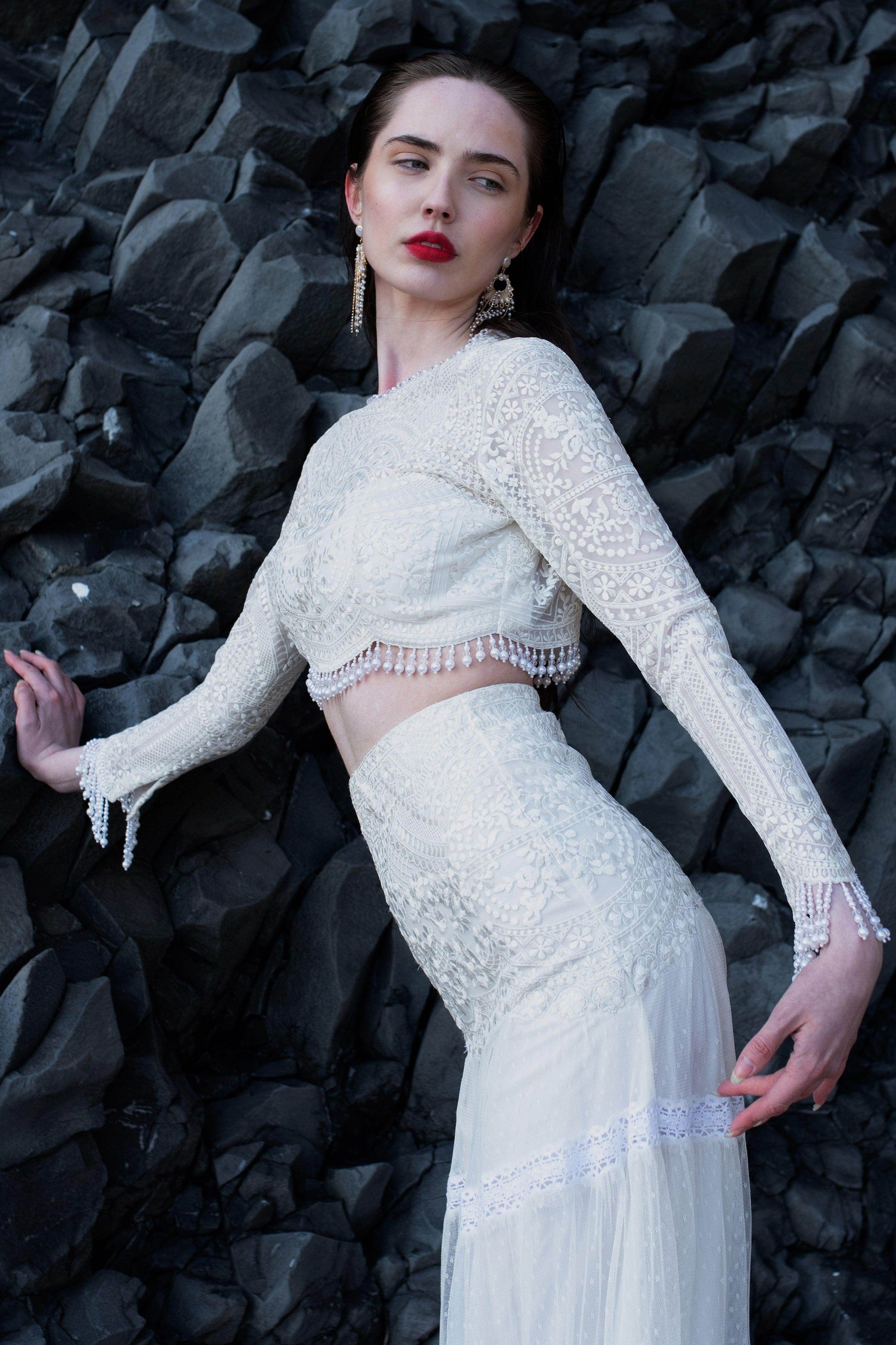 EMBROIDERED PEARL FRINGED TOP - dash and dot