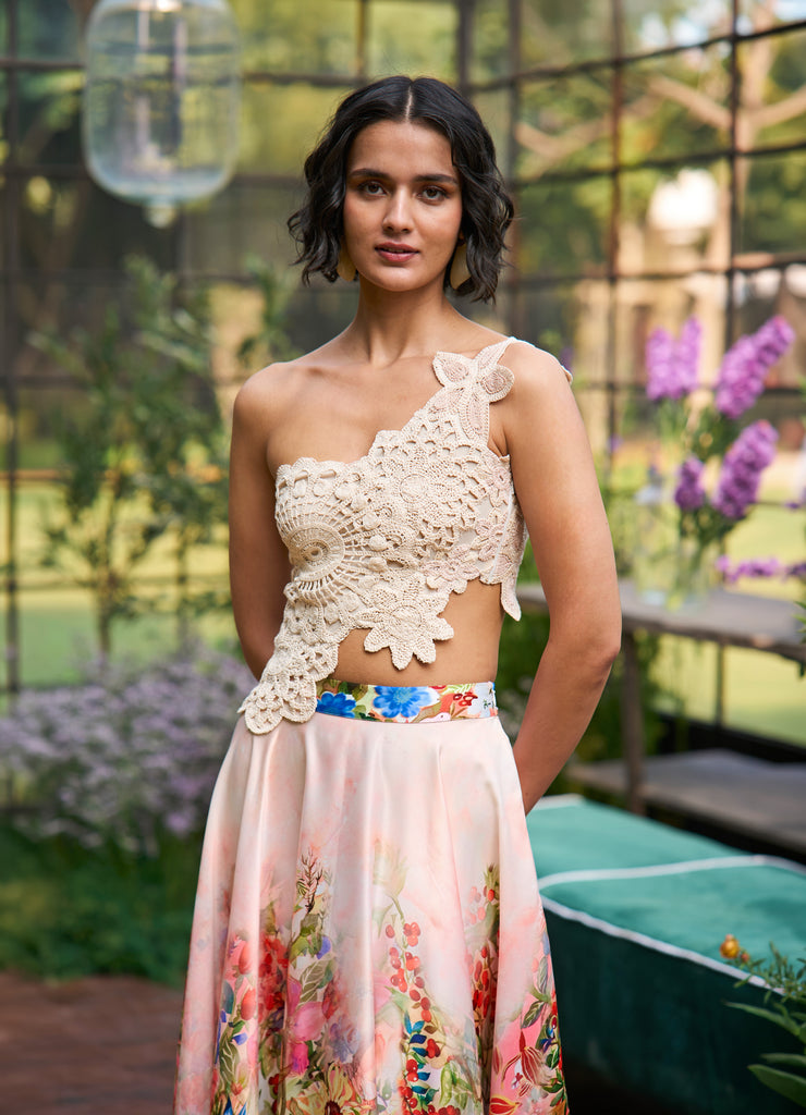 PRINTED OMBRÉ FLARED SKIRT dash and dot