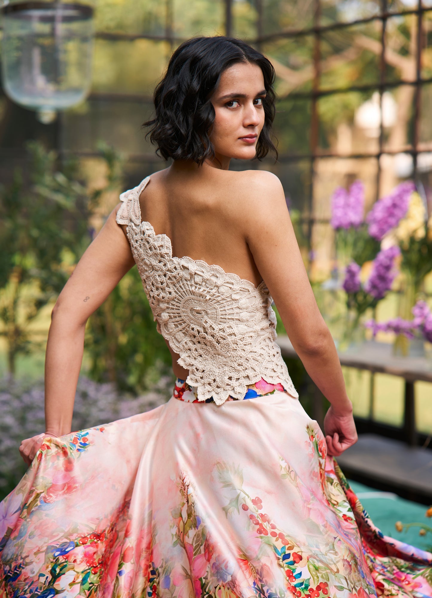 PRINTED OMBRÉ FLARED SKIRT
