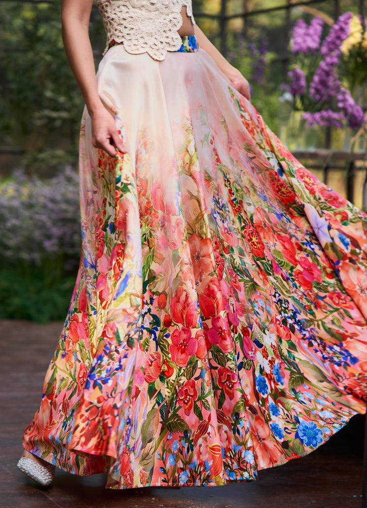 PRINTED OMBRÉ FLARED SKIRT dash and dot