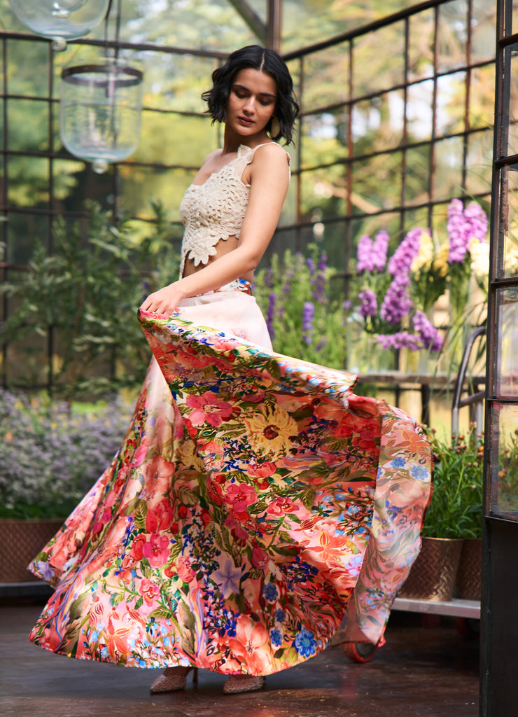 PRINTED OMBRÉ FLARED SKIRT dash and dot