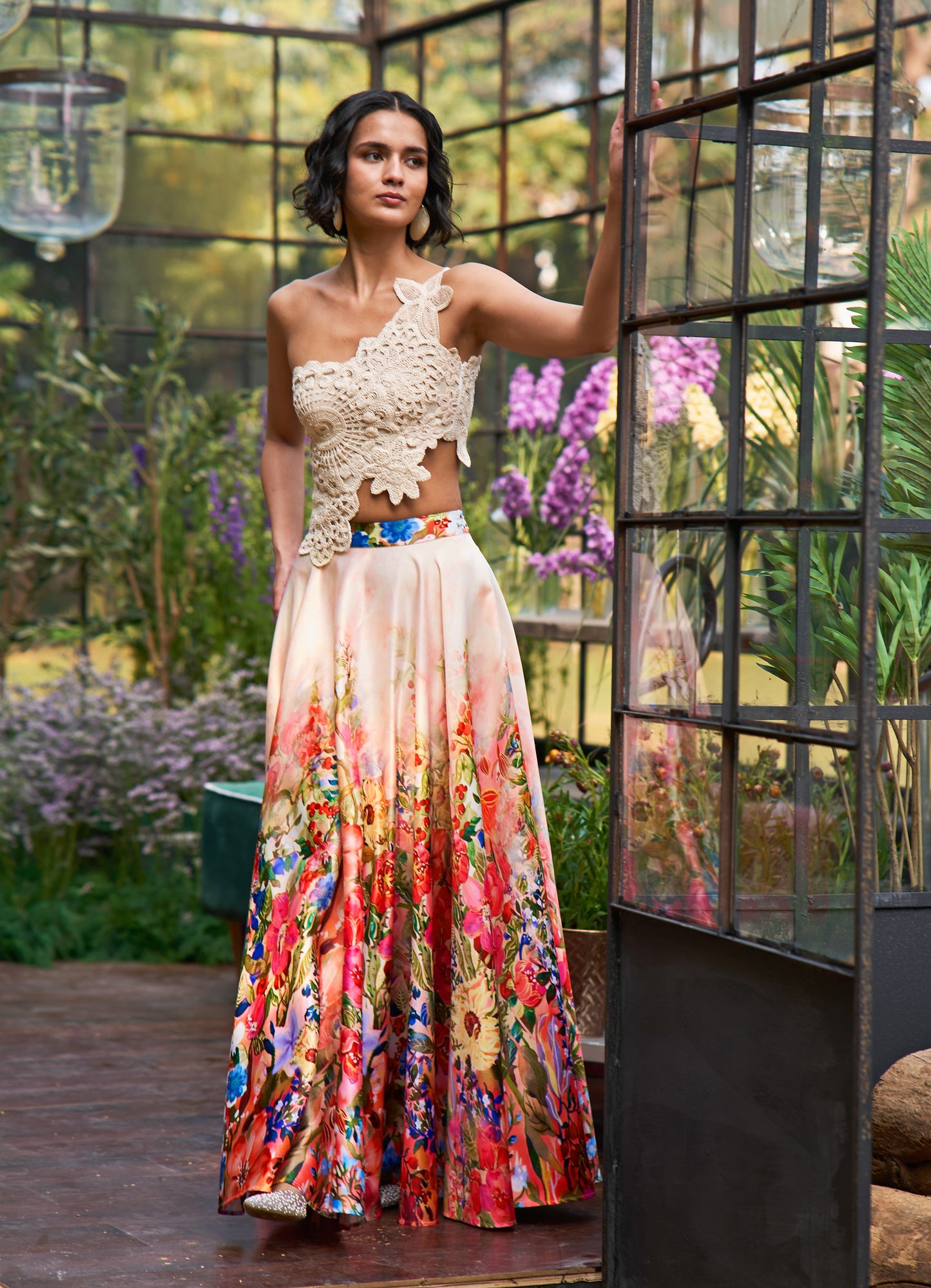 PRINTED OMBRÉ FLARED SKIRT