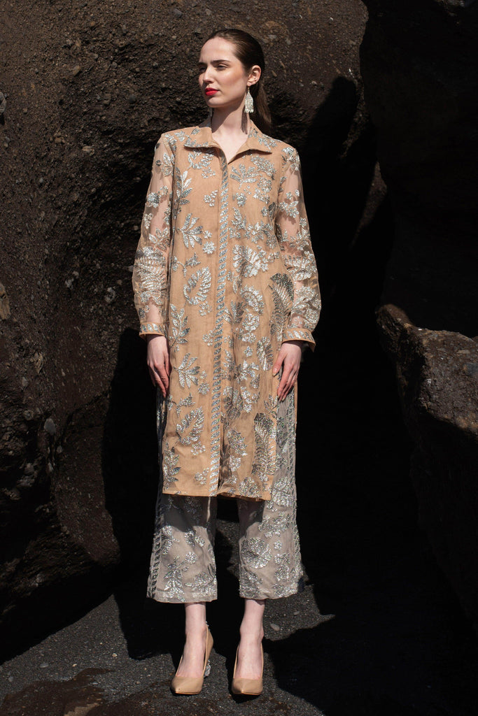 METALLIC BADLA STITCH CONTRAST PANT SET - dash and dot dash and dot