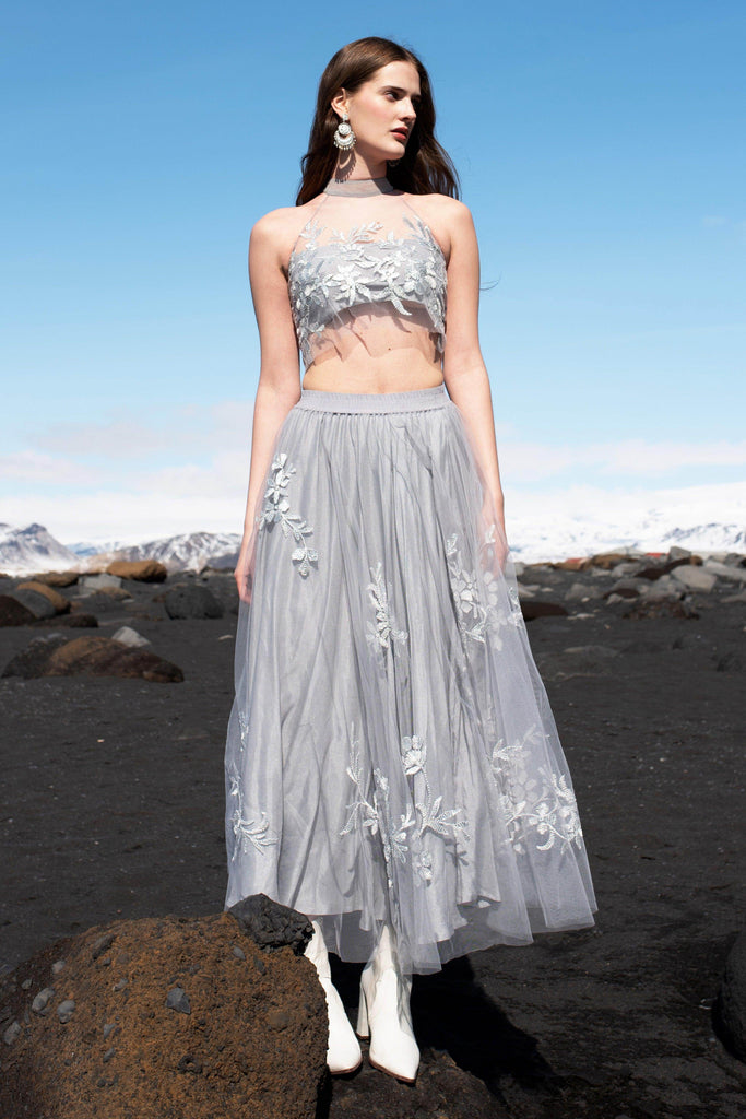 RIBBON EMBROIDERED MAXI SKIRT SET - dash and dot dash and dot