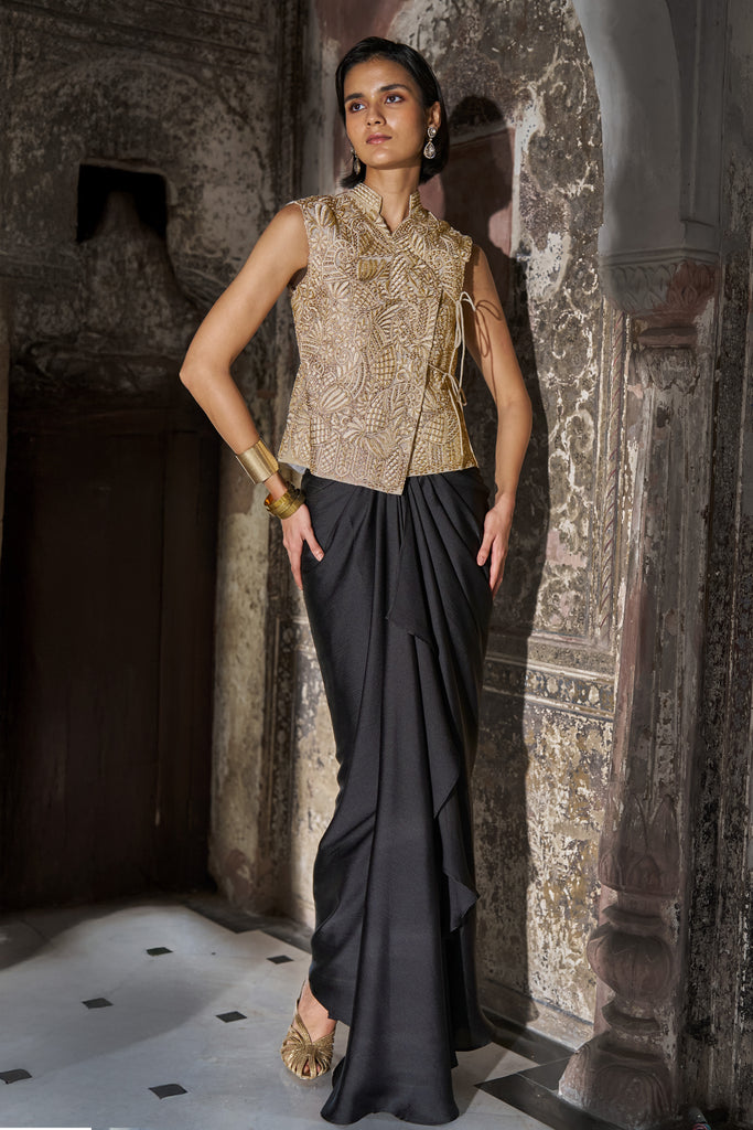 BLACK DRAPED SKIRT dash and dot