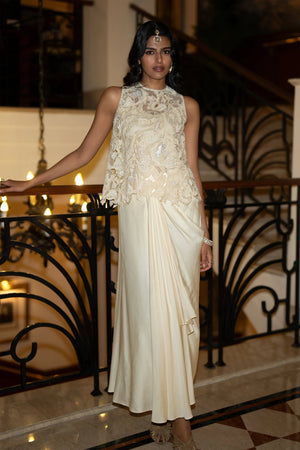 SEQUIN & BEAD EMBROIDERED SCALLOPED TOP