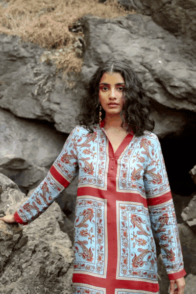 SCARF PRINTED LONGLINE SET - dash and dot