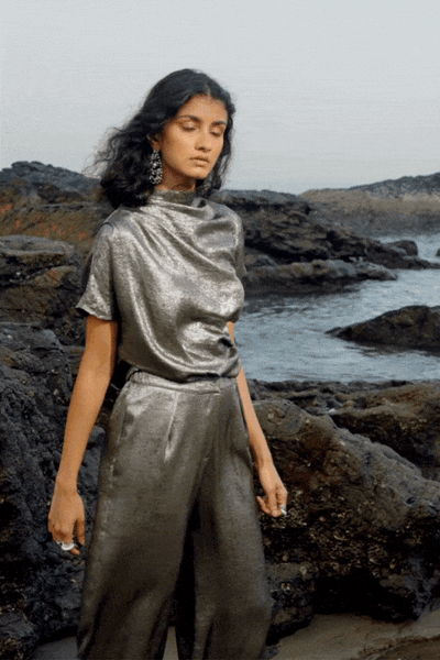 DRAPED LAMÉ SET - dash and dot