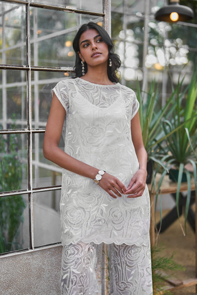 IVORY LACE PANT SET dash and dot