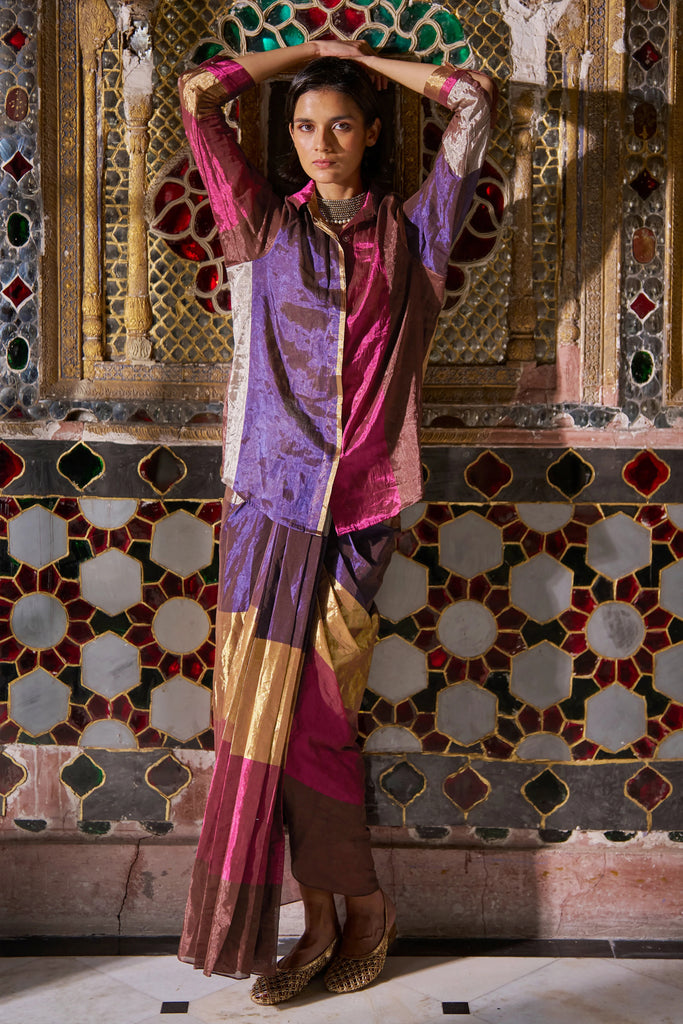 STRIPED BENARES TISSUE SKIRT SET dash and dot