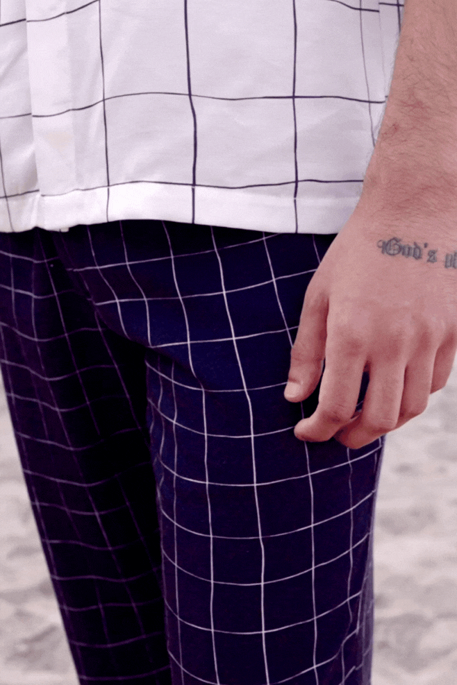 NAVY CHECK PANT - dash and dot