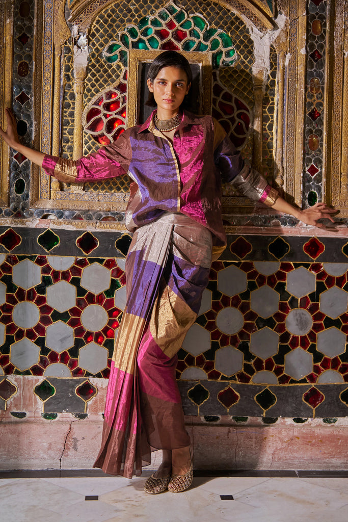 STRIPED BENARES TISSUE SKIRT SET dash and dot