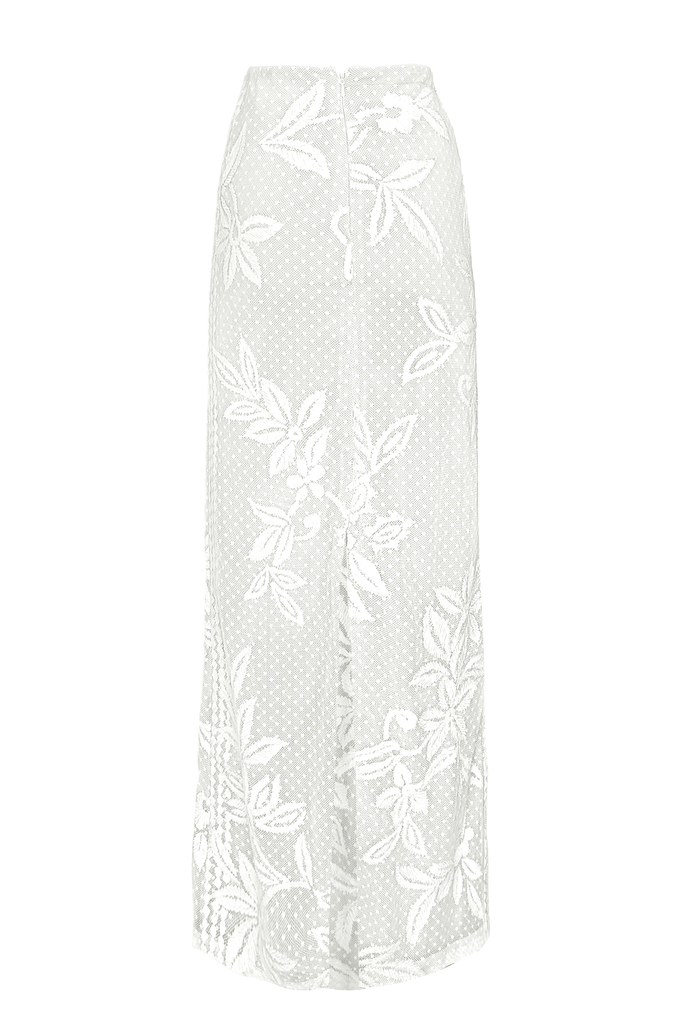 WHITE RIBBON EMBROIDERED STRAIGHT SKIRT - dash and dot dash and dot