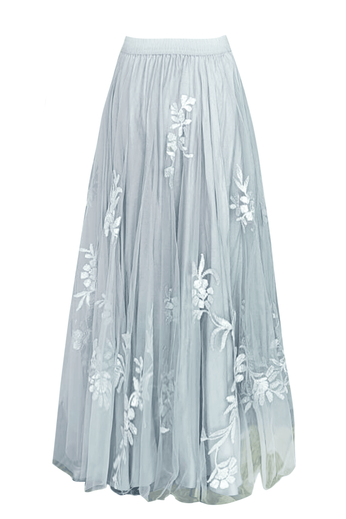 RIBBON EMBROIDERED MAXI SKIRT - dash and dot dash and dot