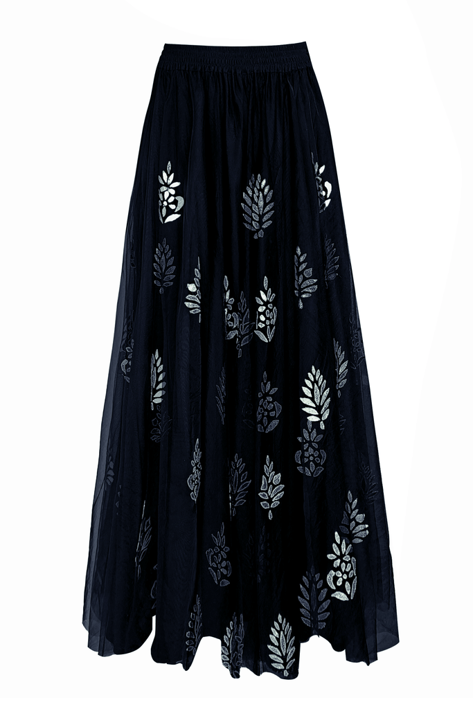 METALLIC APPLIQUE MAXI SKIRT - dash and dot dash and dot