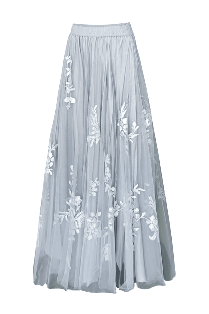 RIBBON EMBROIDERED MAXI SKIRT - dash and dot dash and dot