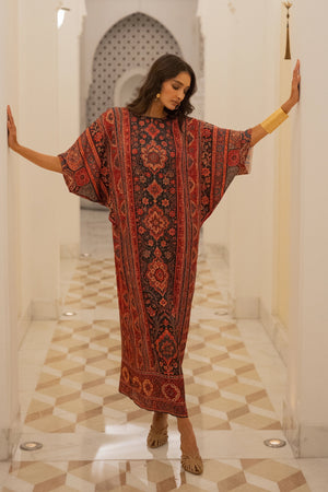 TAPESTRY PRINT KAFTAN DRESS