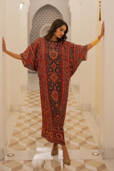 TAPESTRY PRINT KAFTAN DRESS