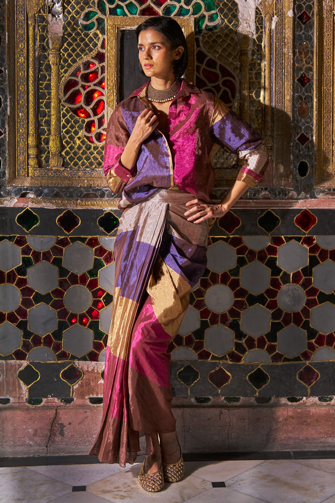 STRIPED BENARES TISSUE SKIRT SET dash and dot