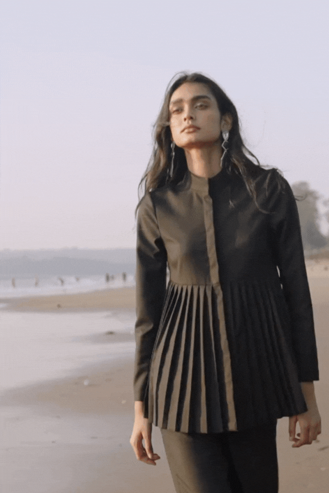 PLEATED PEPLUM TOP - dash and dot dash and dot