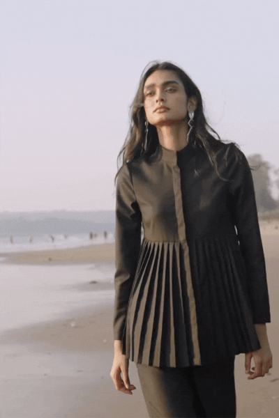 PLEATED PEPLUM TOP - dash and dot