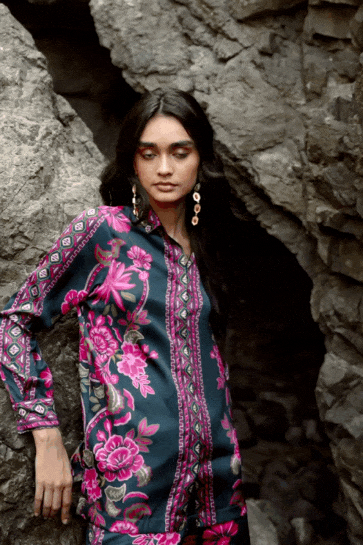 CONTRAST FLORAL SHIRT - dash and dot dash and dot