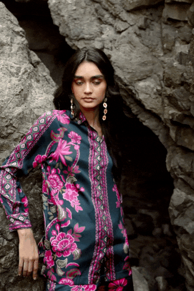 CONTRAST FLORAL SHIRT - dash and dot