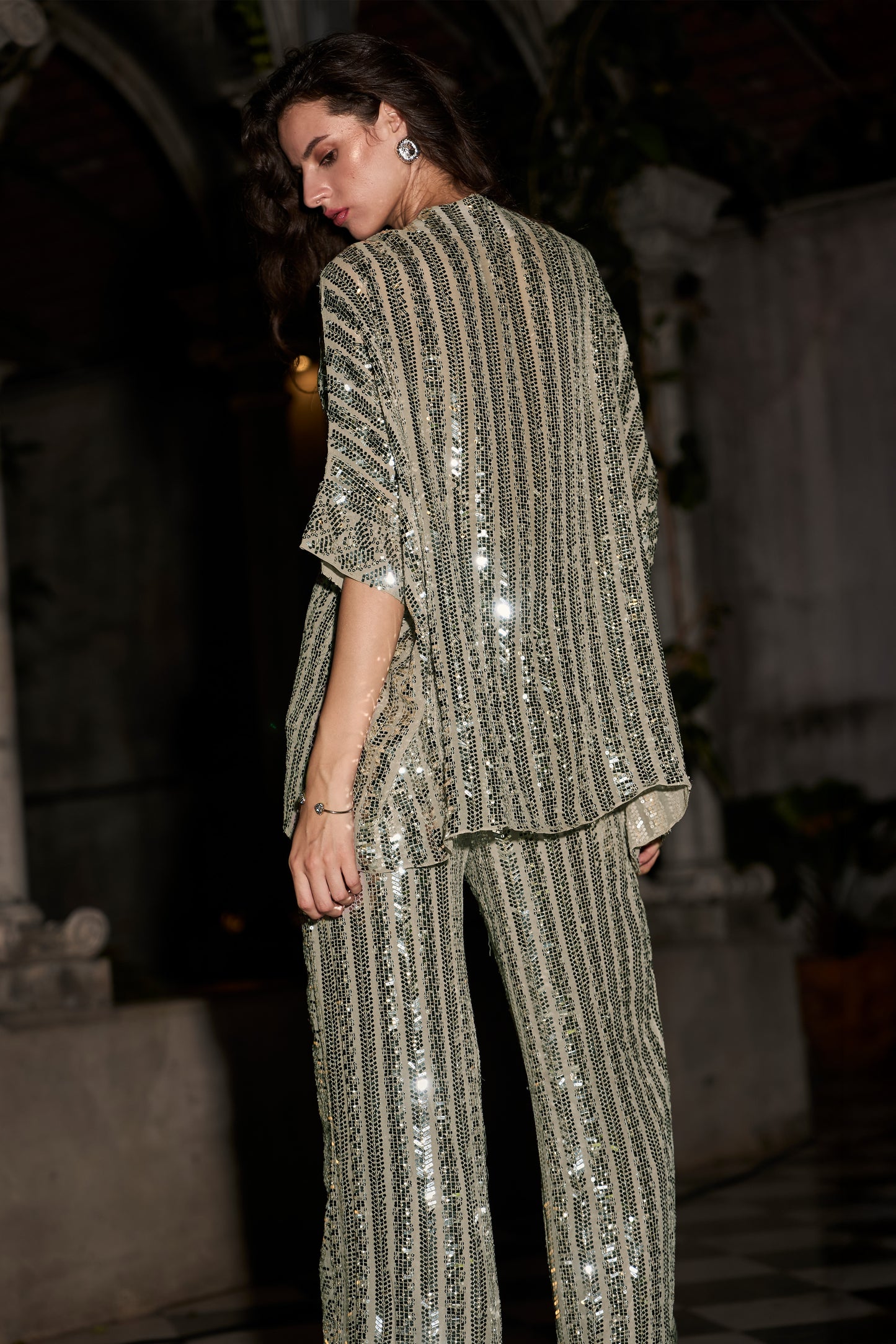 SEQUIN EMBROIDERED BOXY TOP