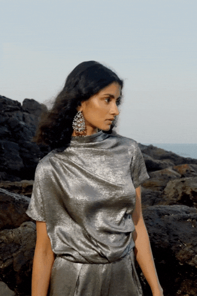 DRAPED LAMÉ TOP - dash and dot