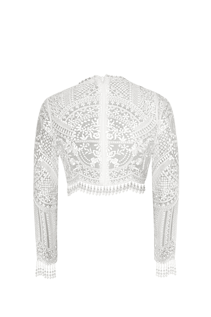 EMBROIDERED PEARL FRINGED TOP - dash and dot dash and dot