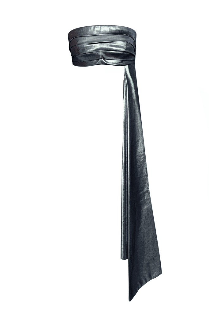 DRAPED METALLIC BANDEAU TOP - dash and dot dash and dot