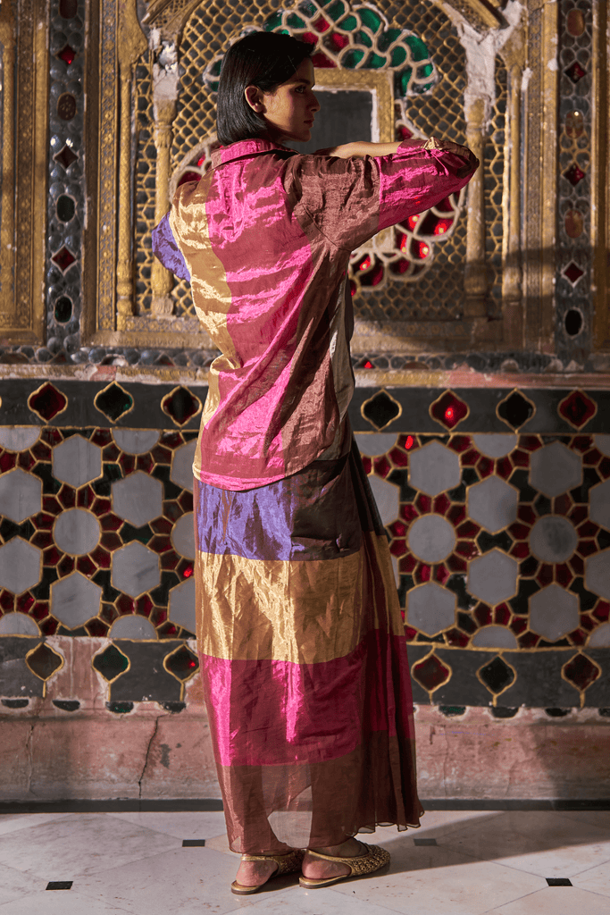 STRIPED BENARES TISSUE SKIRT dash and dot