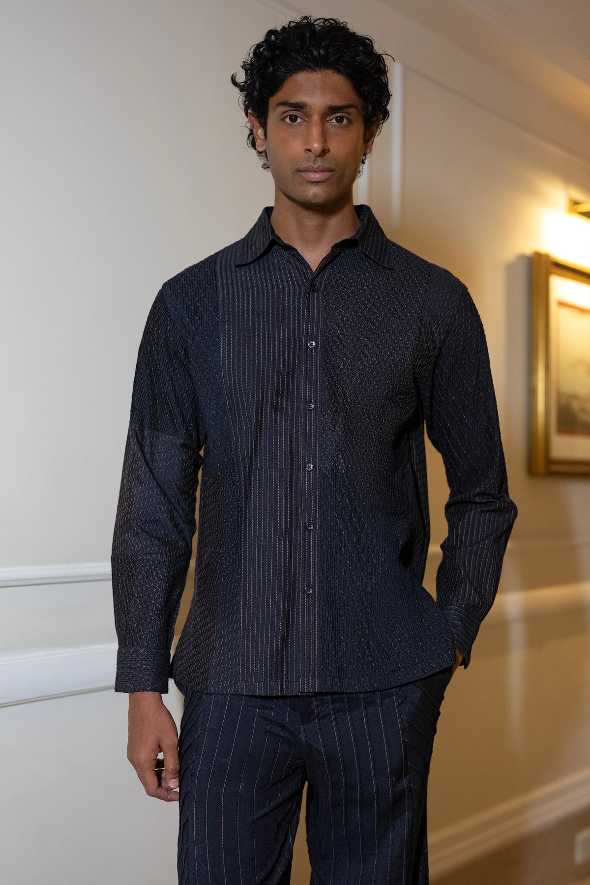 VARIEGATED PINTUCK SHIRT