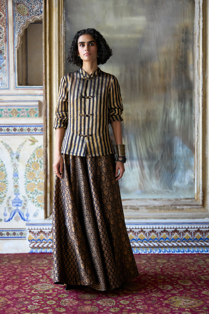 Benares Tissue Striped Shirt dash and dot