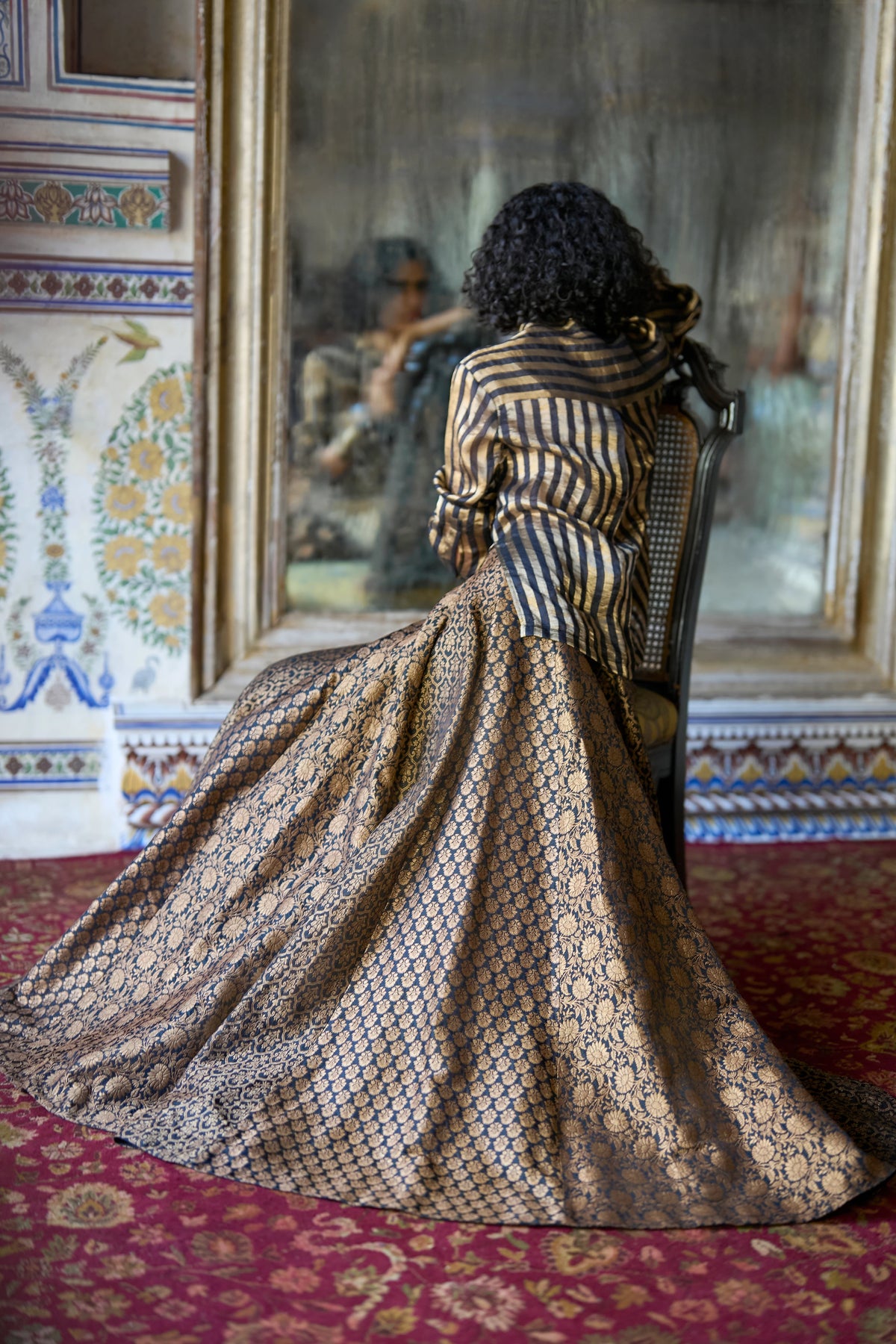 Benares Brocade Flared Skirt