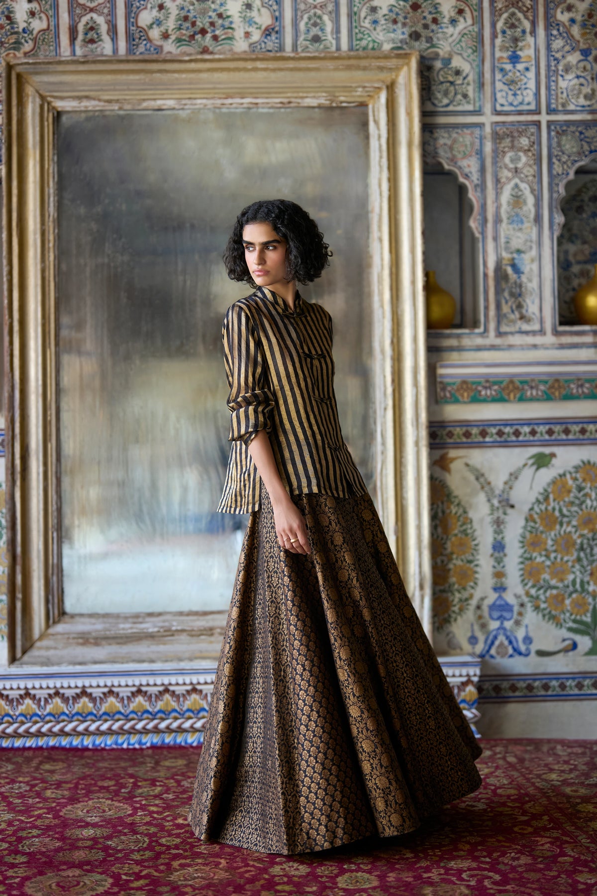 Benares Brocade Flared Skirt