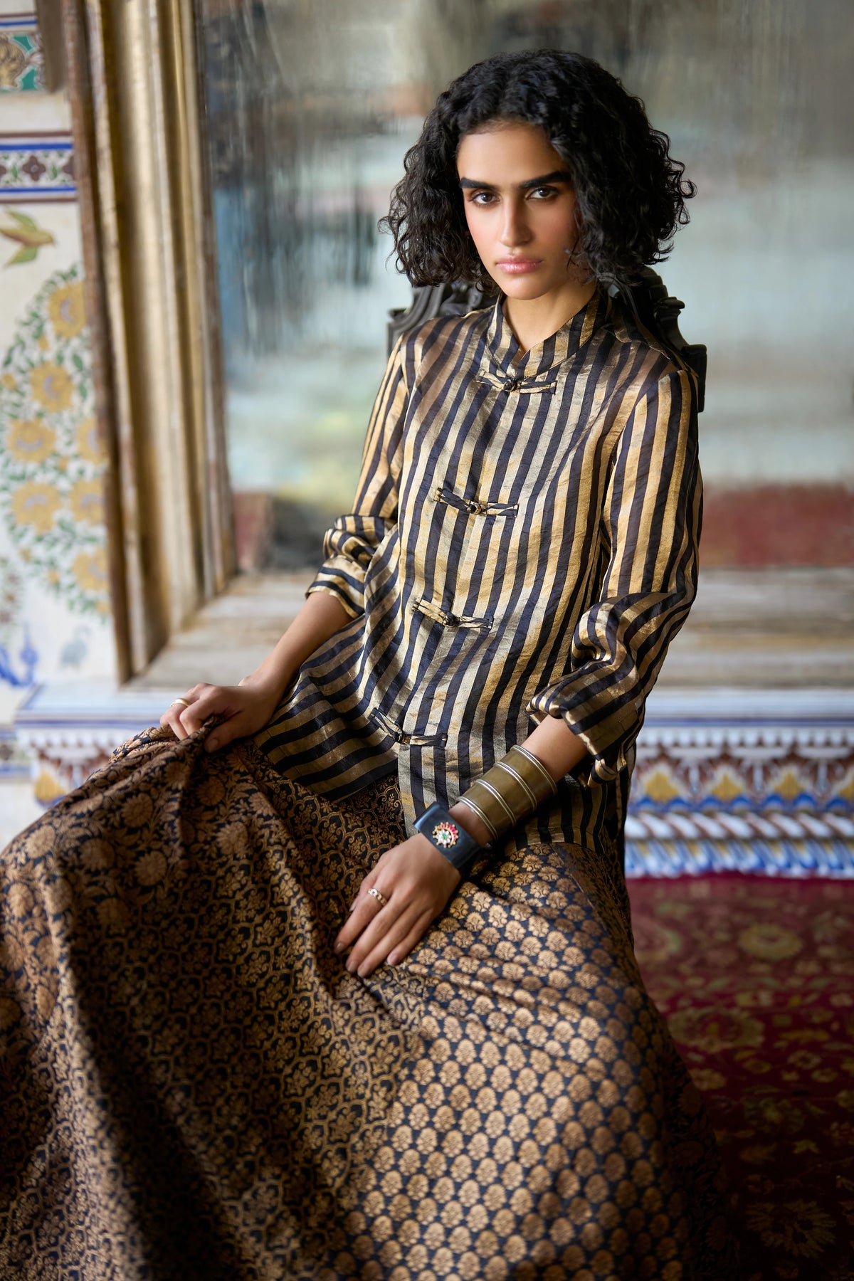Benares Brocade Flared Skirt