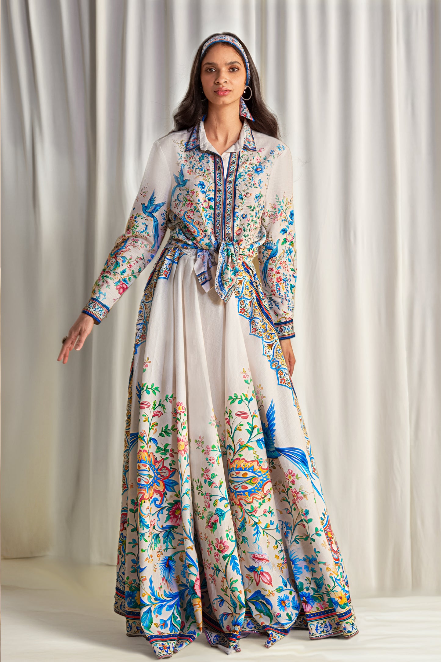 LINEN BOTANICAL PRINT SHIRT & MAXI SKIRT