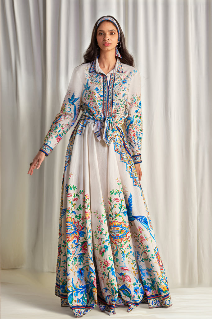 LINEN BOTANICAL PRINT SHIRT & MAXI SKIRT dash and dot