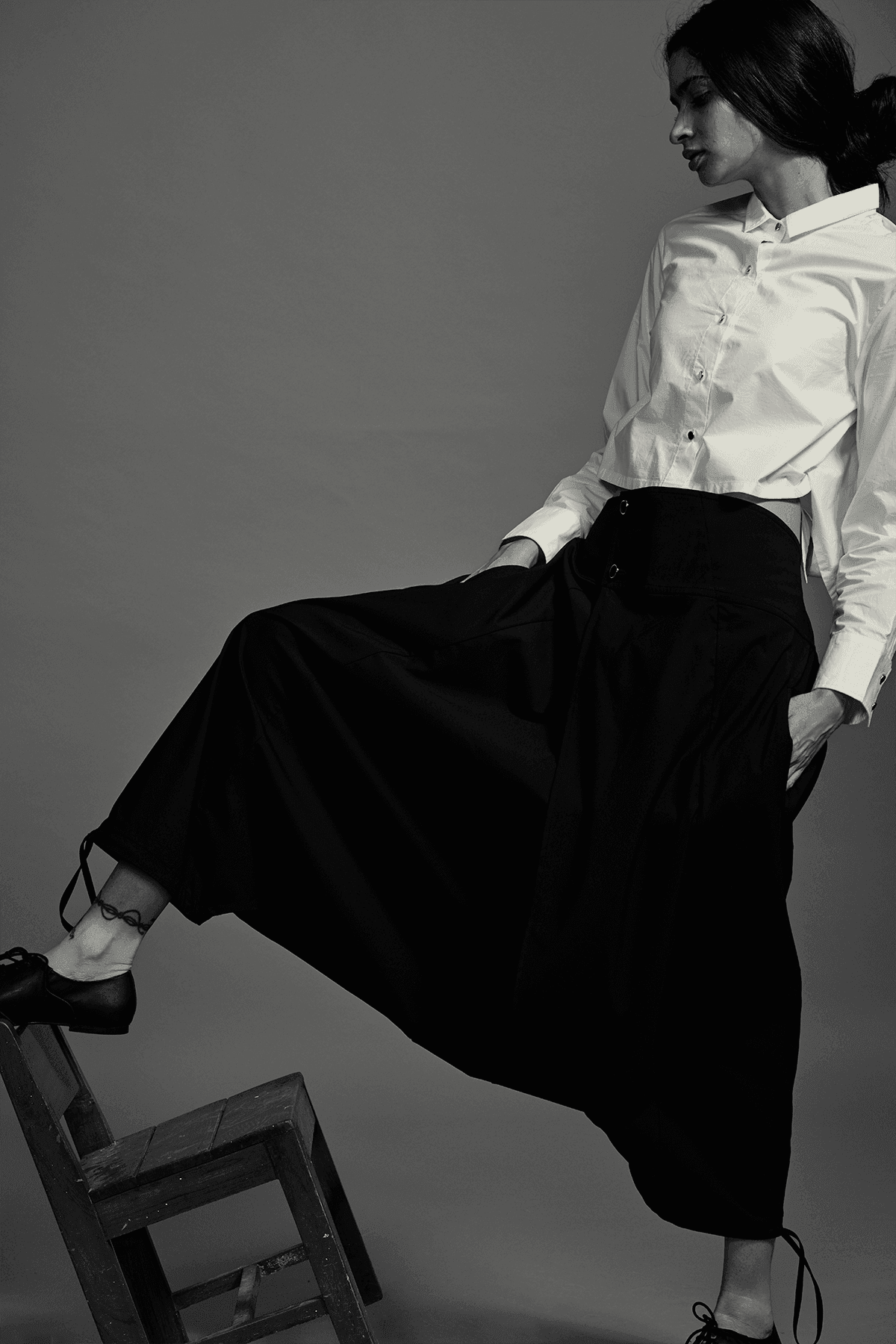 BACK TIE CROP SHIRT - dash and dot