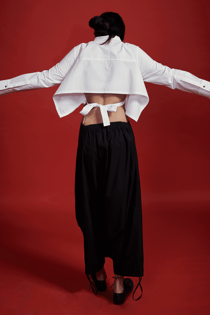 BACK TIE CROP SHIRT - dash and dot dash and dot