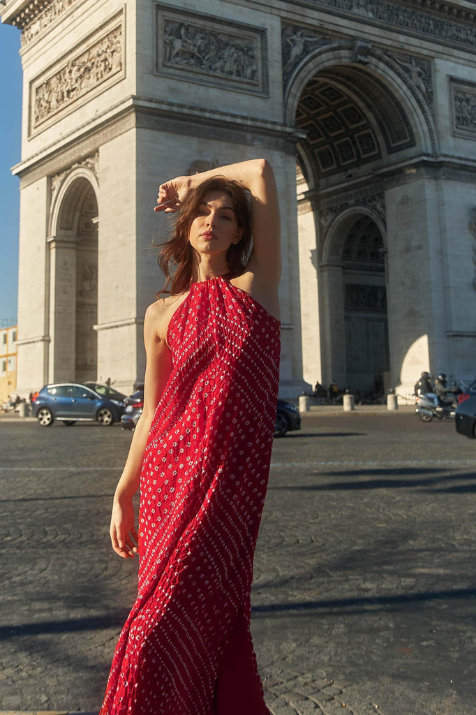 RED CHOKER BANDHANI MAXI - dash and dot dash and dot