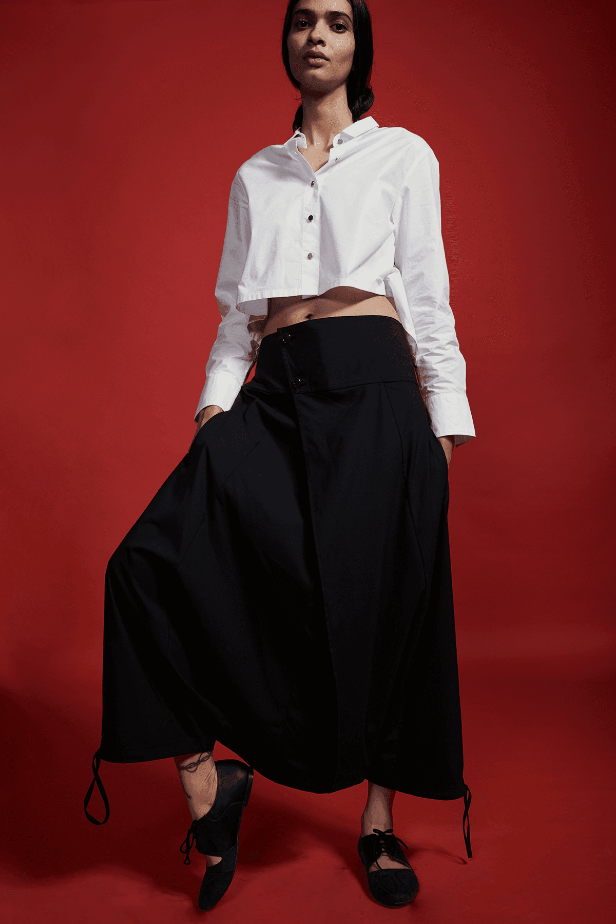 BACK TIE CROP SHIRT - dash and dot
