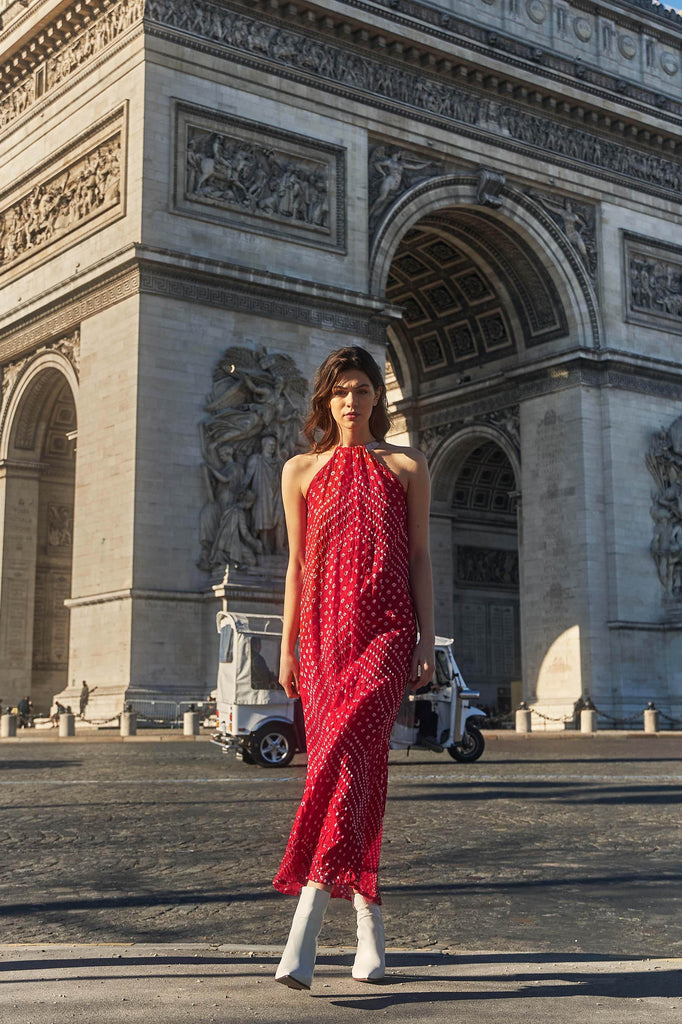 RED CHOKER BANDHANI MAXI - dash and dot dash and dot