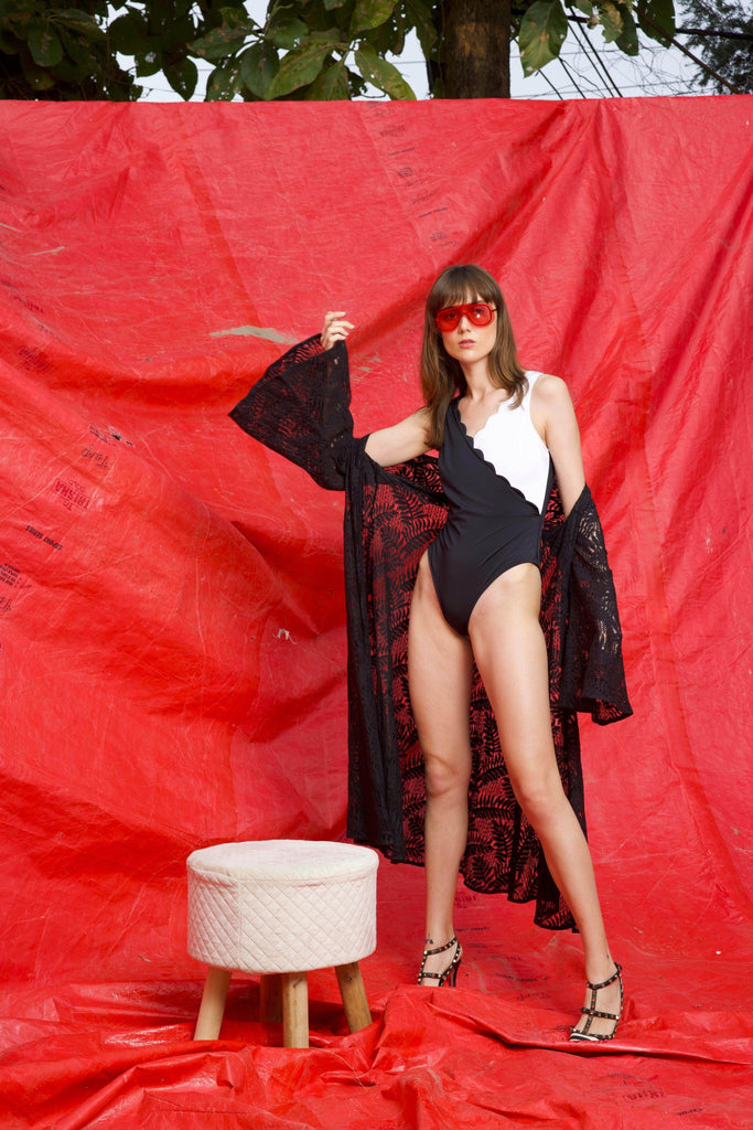 SCALLOP BLOCKED SWIMSUIT - dash and dot dash and dot