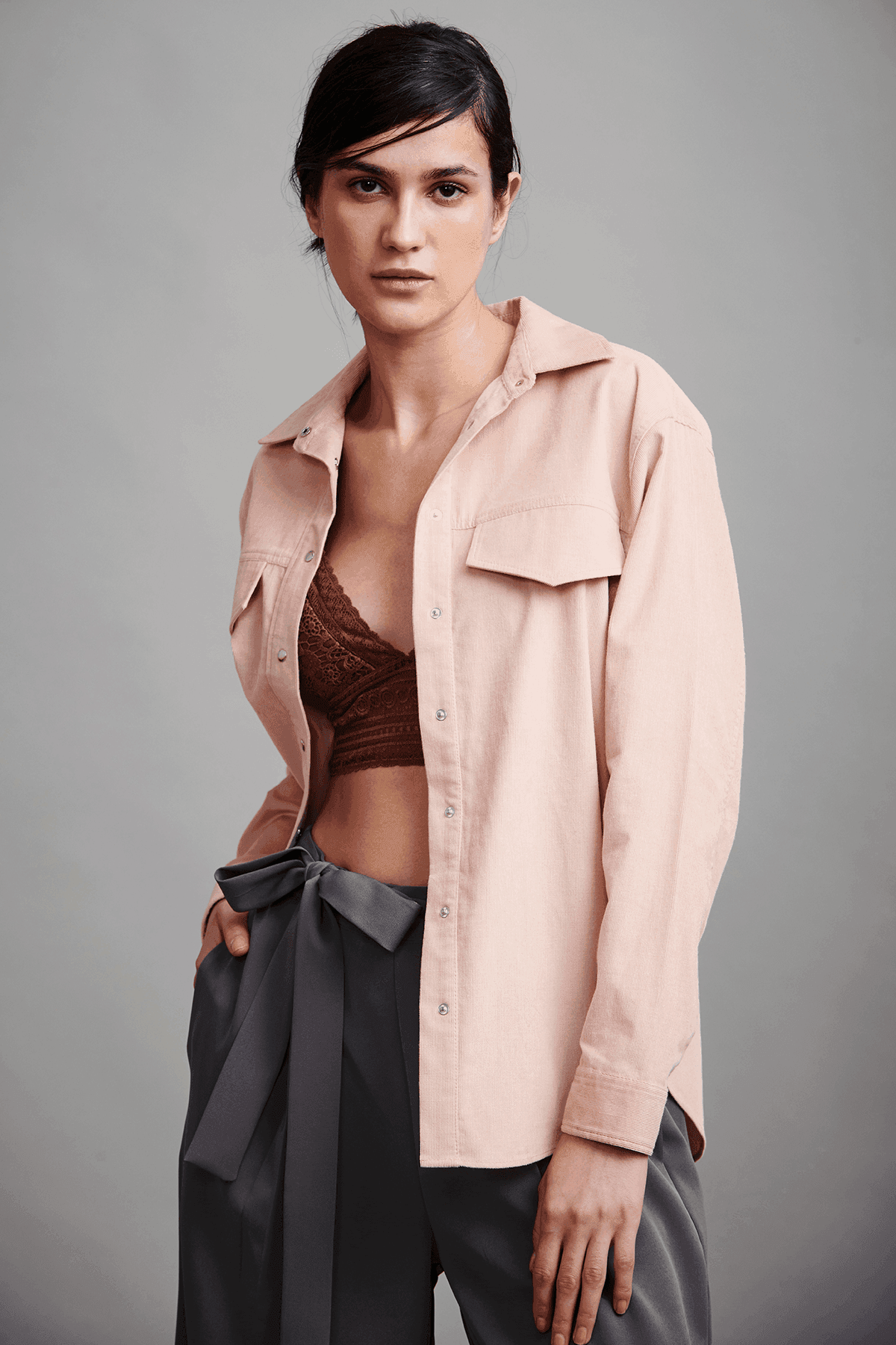 OVERSIZE BLUSH CORDUROY SHIRT - dash and dot