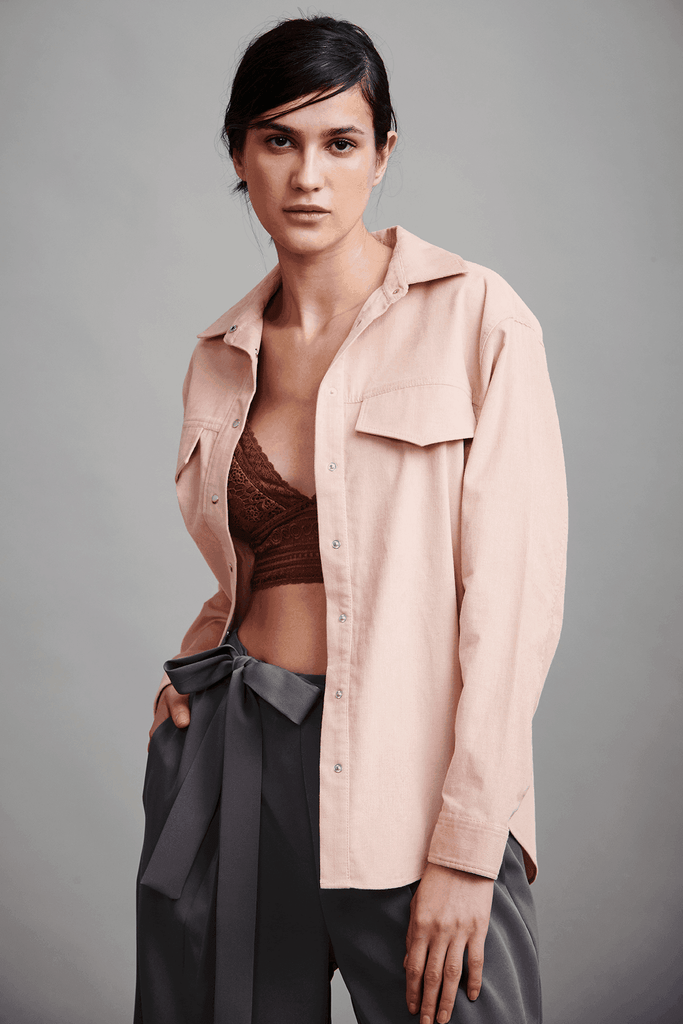 OVERSIZE BLUSH CORDUROY SHIRT - dash and dot dash and dot